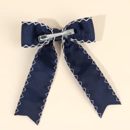 Navy Blue Ribbon Bow Hair Clip Satin Fabric Hairpin Elegant Hair Accessory For Women Girls Sweet Party Daily Headdress Headwear