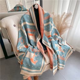 Luxury Horse Print Thick Cashmere Blanket Women Scarf Warm Pashmina Shawl Winter Wraps Bufanda New Design Poncho Echarpe Female