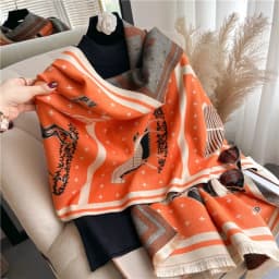 Luxury Horse Print Thick Cashmere Blanket Women Scarf Warm Pashmina Shawl Winter Wraps Bufanda New Design Poncho Echarpe Female