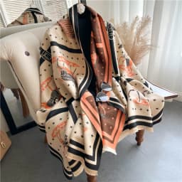 Luxury Horse Print Thick Cashmere Blanket Women Scarf Warm Pashmina Shawl Winter Wraps Bufanda New Design Poncho Echarpe Female