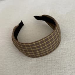 Retro Blue Plaid Wide Headband Fashionable Hair Accessory for Girls Versatile Face Small Hairhoop High Intelligence