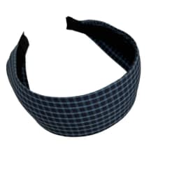 Retro Blue Plaid Wide Headband Fashionable Hair Accessory for Girls Versatile Face Small Hairhoop High Intelligence