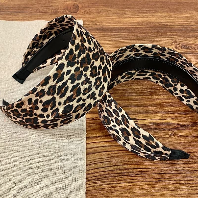 1PC Stylish and Fashionable Leopard Print Wide-Edge Headband, Unique Vintage High-Crown Hair Hoop Hair Accessory