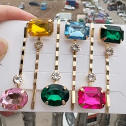 1PC Random Color/Style Gemstone Hair Clips, Rhinestone Hair Accessories, Perfect for Embellishing Braids & Updos