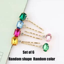 1PC Random Color/Style Gemstone Hair Clips, Rhinestone Hair Accessories, Perfect for Embellishing Braids & Updos