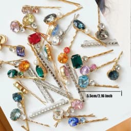 1PC Random Color/Style Gemstone Hair Clips, Rhinestone Hair Accessories, Perfect for Embellishing Braids & Updos