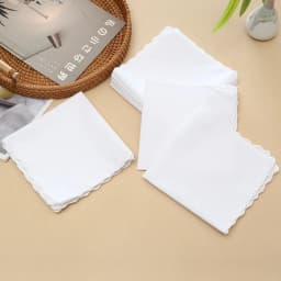 30cm Old-Fashioned Thick Cotton Handkerchief, Unisex Pure White Handkerchief, Outdoor Napkin Pad, Embroidered Printed Handkerchief