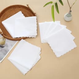 30cm Old-Fashioned Thick Cotton Handkerchief, Unisex Pure White Handkerchief, Outdoor Napkin Pad, Embroidered Printed Handkerchief