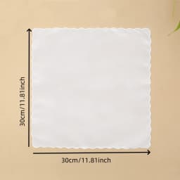 30cm Old-Fashioned Thick Cotton Handkerchief, Unisex Pure White Handkerchief, Outdoor Napkin Pad, Embroidered Printed Handkerchief