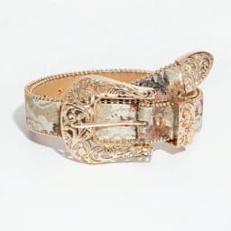 1pc women's palace-style hollow metal buckle flower print beaded belt, a versatile decorative belt for jeans