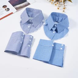 Fashion simple striped plaid collar with sleeves three-piece set inner sweater T-shirt fake collar unisex