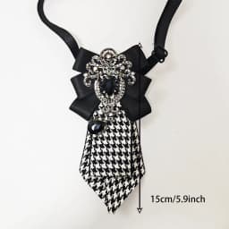 A Handcrafted Women's Plaid Black Diamond Tie, a Must-Have for the Back-To-School Season, Versatile for Pairing with Uniforms, Dark Style