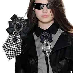 A Handcrafted Women's Plaid Black Diamond Tie, a Must-Have for the Back-To-School Season, Versatile for Pairing with Uniforms, Dark Style