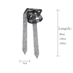 Lightweight 90/130/150cm Rhinestone Tie Black/White Long Necktie Shiny Exquisite Dazzling Embellished Tie Unisex