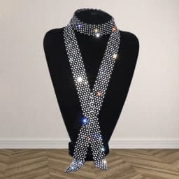 Lightweight 90/130/150cm Rhinestone Tie Black/White Long Necktie Shiny Exquisite Dazzling Embellished Tie Unisex