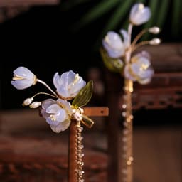 2pcs Pearl Tassel Hair Clip Purple Flower Hairpin Chinese Hanfu Hair Accessories Fairy Step Shaking Vintage Wedding Hair Jewelry