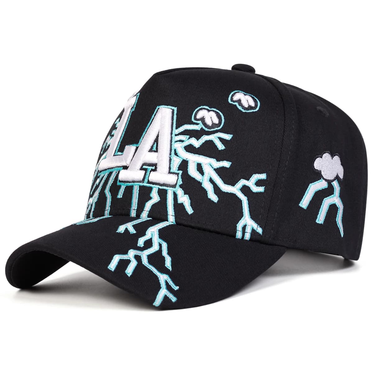 Unisex LA Embroidery Lightning Baseball Caps Spring Autumn Outdoor Adjustable Casual Hats Sunscreen Hat Sports Cap