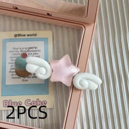 2PCS Cute Star Wing Hair Clips For Girls Sweet Acrylic Bangs Hairpins Lovely Summer Spring Hair Accessories For Daily Hairstyles