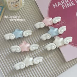 2PCS Cute Star Wing Hair Clips For Girls Sweet Acrylic Bangs Hairpins Lovely Summer Spring Hair Accessories For Daily Hairstyles