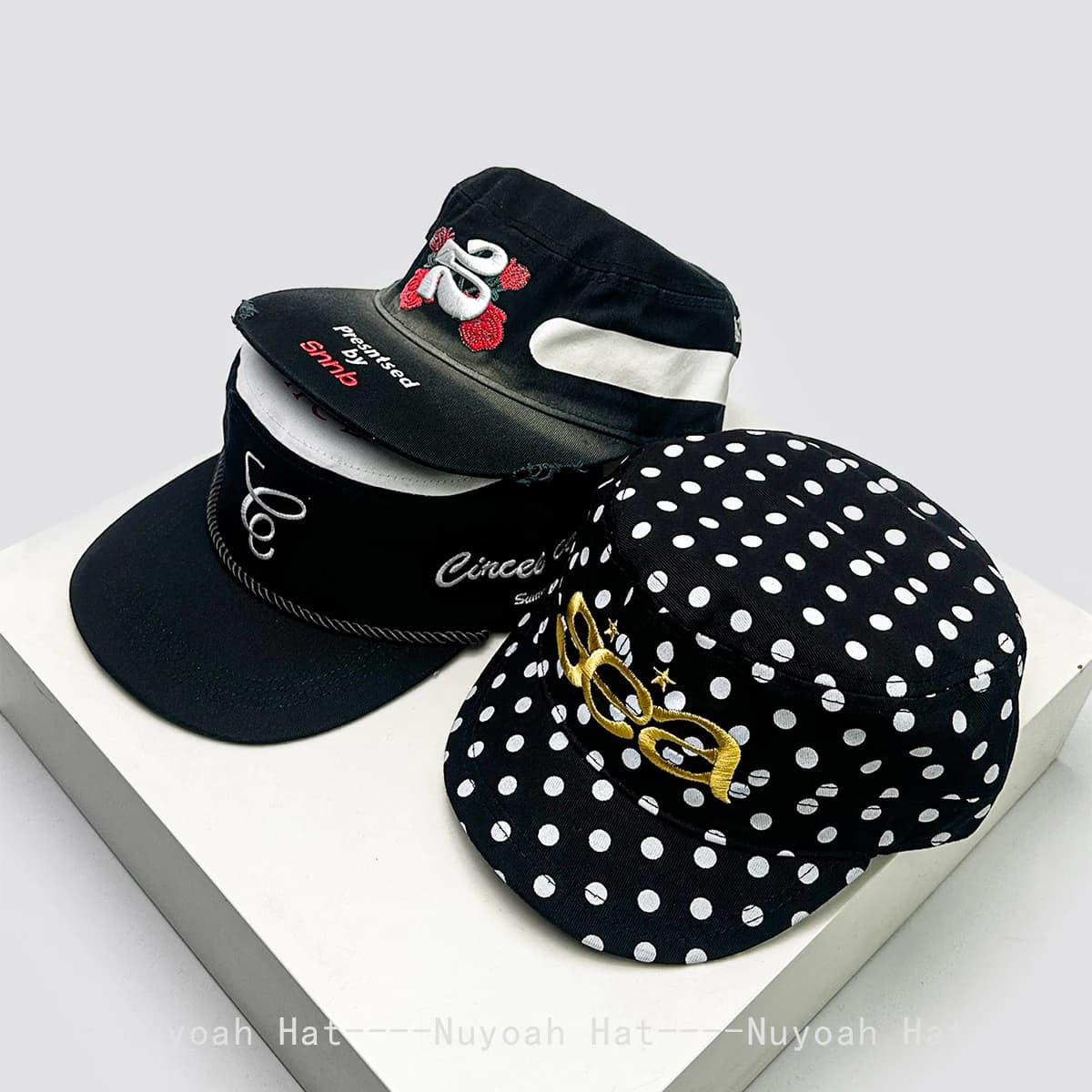 Color Block Embroidered Letters Rose Baseball Hats Sunshade Street Versatile New Men Women Polka Dot Fashion Peaked Caps Niche