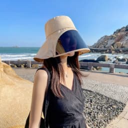Wide Brim Full Face Cover Bucket Hat for Women Summer Beach Sun Hat with UV Protection Visor Flap Fisherman Cap Outdoor Sports