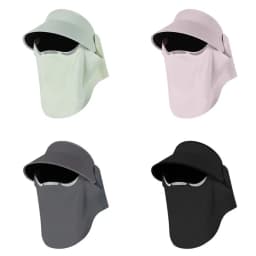 Hollow Top Large Brim Sun Hat Magnetic Lightweight Ice Silk Face Cover UV Protection Detachable Full Face Mask Beach Activities