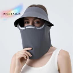 Hollow Top Large Brim Sun Hat Magnetic Lightweight Ice Silk Face Cover UV Protection Detachable Full Face Mask Beach Activities