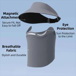Hollow Top Large Brim Sun Hat Magnetic Lightweight Ice Silk Face Cover UV Protection Detachable Full Face Mask Beach Activities