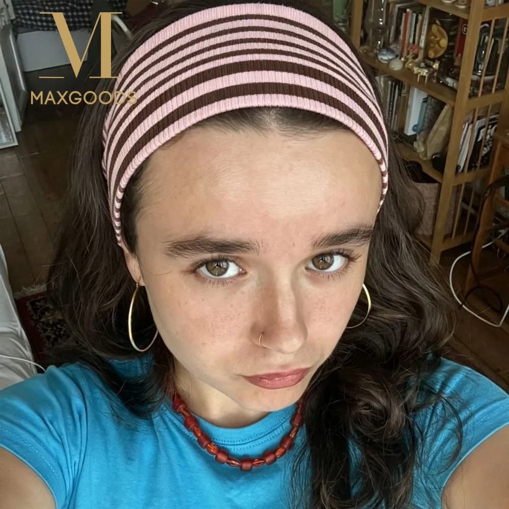 Fashion Striped Elastic Hair Band Sweat-absorbing Soft Wide Hairband Hair Accessories Non-slip Sports Headband