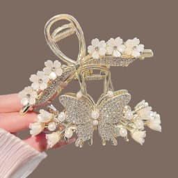 Floral Shark Hair Clip for Women Updo Bun Ponytail Holder Large Shark Clip for Hair DIY Accessory Hair Styling