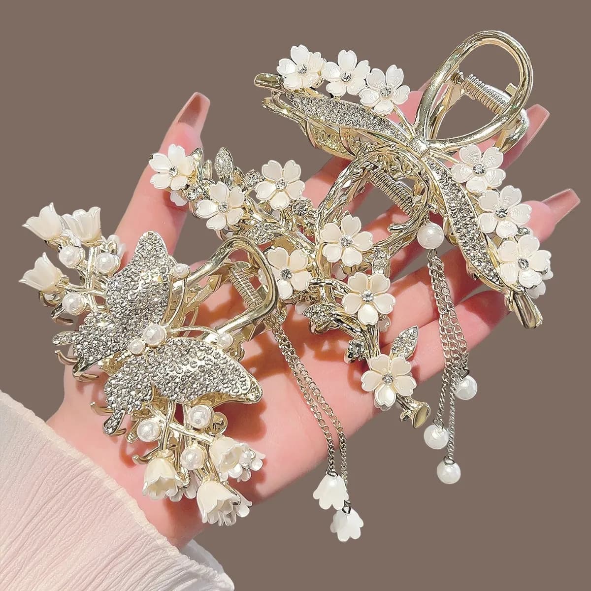 Floral Shark Hair Clip for Women Updo Bun Ponytail Holder Large Shark Clip for Hair DIY Accessory Hair Styling