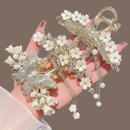 Floral Shark Hair Clip for Women Updo Bun Ponytail Holder Large Shark Clip for Hair DIY Accessory Hair Styling