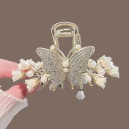 Floral Shark Hair Clip for Women Updo Bun Ponytail Holder Large Shark Clip for Hair DIY Accessory Hair Styling