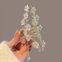 Floral Shark Hair Clip for Women Updo Bun Ponytail Holder Large Shark Clip for Hair DIY Accessory Hair Styling