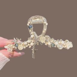 Floral Shark Hair Clip for Women Updo Bun Ponytail Holder Large Shark Clip for Hair DIY Accessory Hair Styling