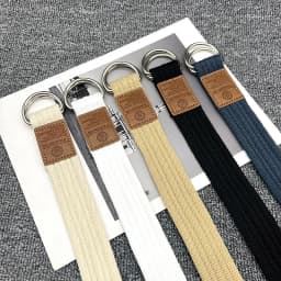 New Unisex Canvas Belt Double Ring Buckle Belts Men Women's Casual Business Cowboy Pants Belt