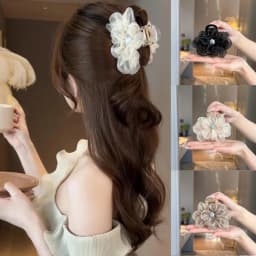 1/2/3pcs Elegant Mesh Flower Rhinestone Hair Clip for Woman Korean Style  Shark Clip Fashion Girl Ponytail Clip Hair Clamp