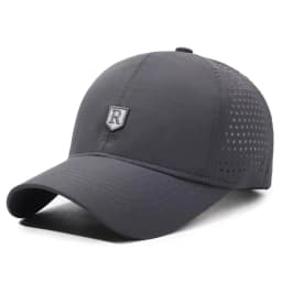 Quick-dry Baseball Cap for Men, R Logo, Perforated Mesh, Breathable, Duckbill Cap, Summer, Simple Outdoor Sun Protection Hat