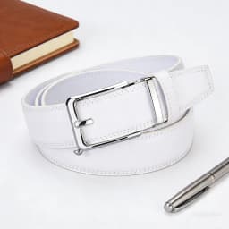High Quality Genuine Leather Click Belt for Men Fashion White Automatic Buckle Waistband, Strap Suitable for Daily Jeans Outfits