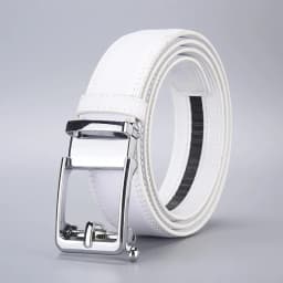 High Quality Genuine Leather Click Belt for Men Fashion White Automatic Buckle Waistband, Strap Suitable for Daily Jeans Outfits