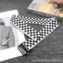 Classic Black and White Checkered Canvas Belt Men and Women Universal Fashion Versatile Student Sport Accessories Versatile Belt