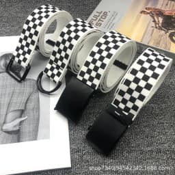 Classic Black and White Checkered Canvas Belt Men and Women Universal Fashion Versatile Student Sport Accessories Versatile Belt