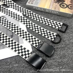 Classic Black and White Checkered Canvas Belt Men and Women Universal Fashion Versatile Student Sport Accessories Versatile Belt