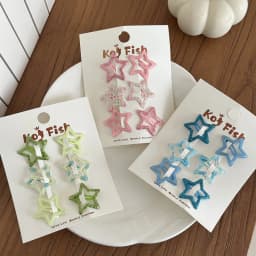 6Pcs Colorful Fine Glitter Sequins Dipped Oil Star Hair Clips for Girls Women Tiny Sparkly Snap Clips for Bangs Flyaway Headwear