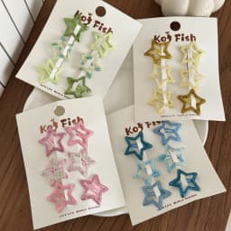 6Pcs Colorful Fine Glitter Sequins Dipped Oil Star Hair Clips for Girls Women Tiny Sparkly Snap Clips for Bangs Flyaway Headwear