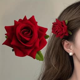 3Pcs Atmospheric Red Flower Hair Accessories, Rose Hair Clips, Side Hairpins, Classic Red Felt Rose Hair Clips - Perfect for Summer Outfits and Festive Occasions