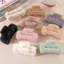 11.5cm Plush Square Hair Claw Clip Women's Korean Simple Versatile Grab Clip Fashion Shark Clip Girl Hair Accessories