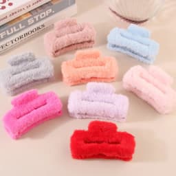 11.5cm Plush Square Hair Claw Clip Women's Korean Simple Versatile Grab Clip Fashion Shark Clip Girl Hair Accessories