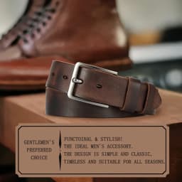 Men's Pin Buckle Durable Genuine Leather Belt with Adjustable Buckle Holes Perfect for Business Retro Wear Casual Formal Outfits