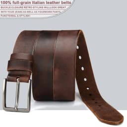 Men's Pin Buckle Durable Genuine Leather Belt with Adjustable Buckle Holes Perfect for Business Retro Wear Casual Formal Outfits